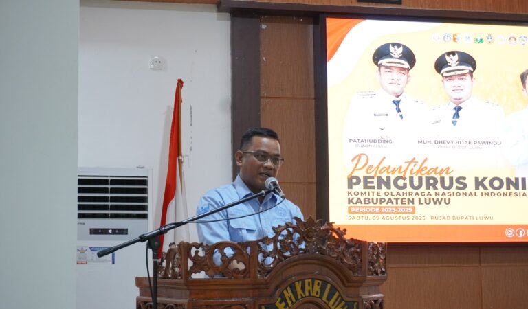 Hadiri Pelantikan Pengurus KONI 2025–2029, Bupati Luwu Dorong Peningkatan Prestasi Atlet